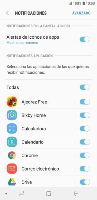 Pulsa el indicador junto a la app deseada para activar o desactivar la función.