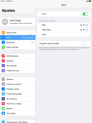 Pulsa la red wifi deseada e introduce la contraseña de esta red.