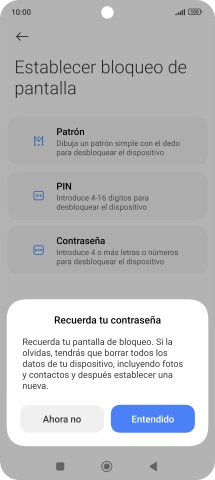 Pulsa Entendido y sigue las indicaciones de la pantalla para crear un código de seguridad del teléfono adicional.