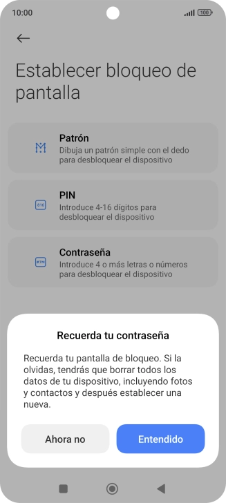 Pulsa Entendido y sigue las indicaciones de la pantalla para crear un código de seguridad del teléfono adicional.