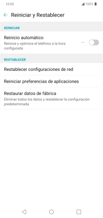 Pulsa Restaurar datos de fábrica.