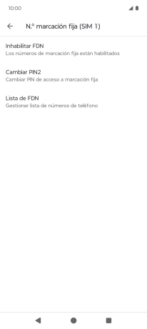 Pulsa Inhabilitar FDN para desactivar la marcación fija.