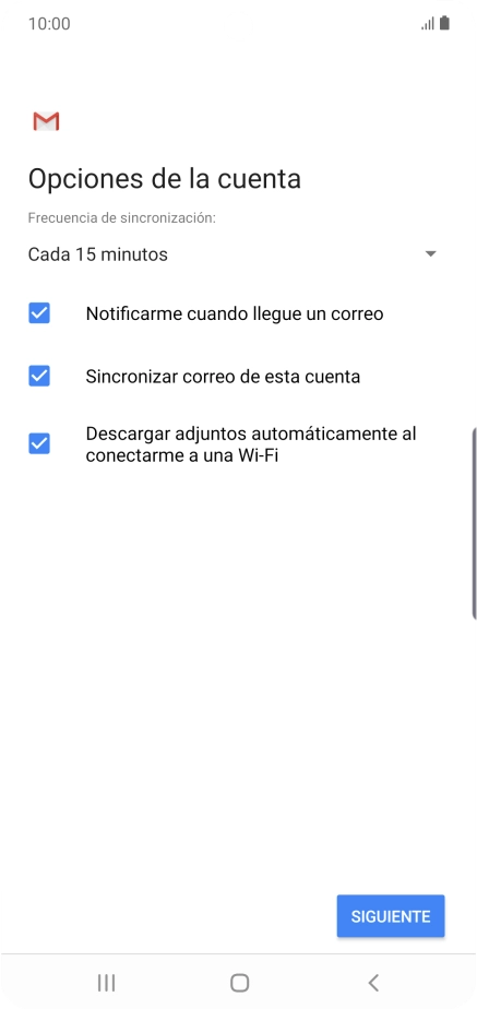 Si aparece en la pantalla esta imagen, tu cuenta de correo electrónico ha sido reconocida y configurada automáticamente. Sigue las indicaciones de la pantalla para introducir más información y terminar la configuración.
