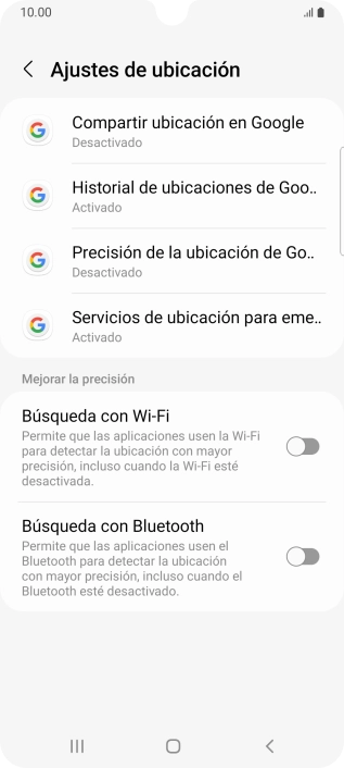 Pulsa Precisión de la ubicación de Go...