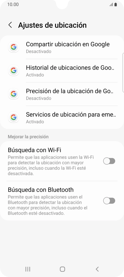 Pulsa Precisión de la ubicación de Go...