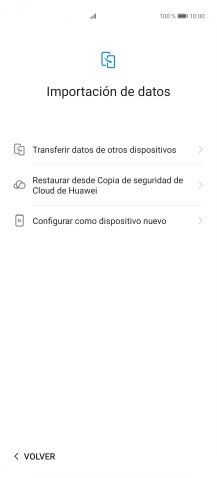 Puedes transferir el contenido de otro teléfono cuando activas tu teléfono por primera vez y cuando lo has restablecido. Cuando aparezca en la pantalla del teléfono esta imagen, ya está listo para la transmisión del contenido del otro teléfono.