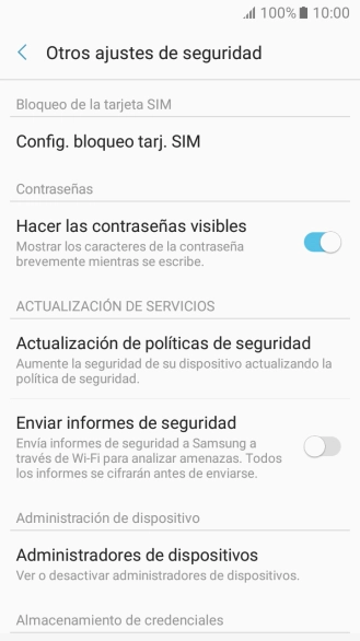 Pulsa Config. bloqueo de tarj. SIM.