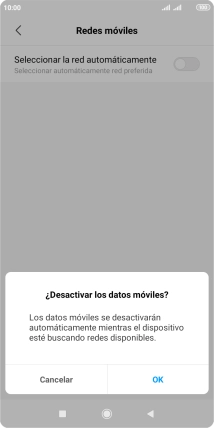 Pulsa OK y espera mientras el teléfono está buscando redes.