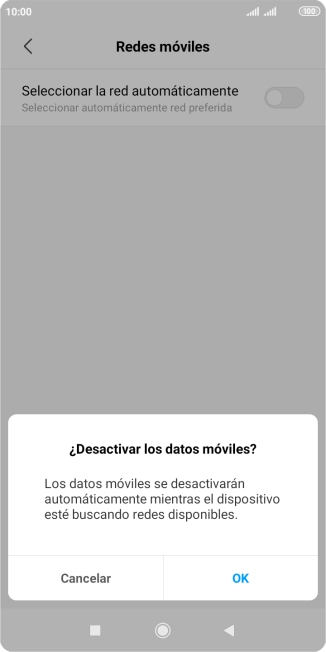 Pulsa OK y espera mientras el teléfono está buscando redes.