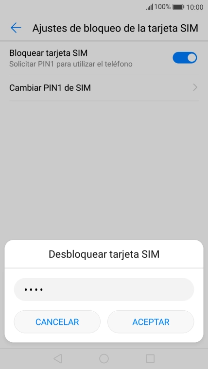Introduce tu código PIN y pulsa ACEPTAR.