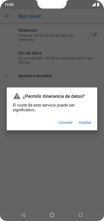 Si el roaming de datos está activado, pulsa Aceptar.