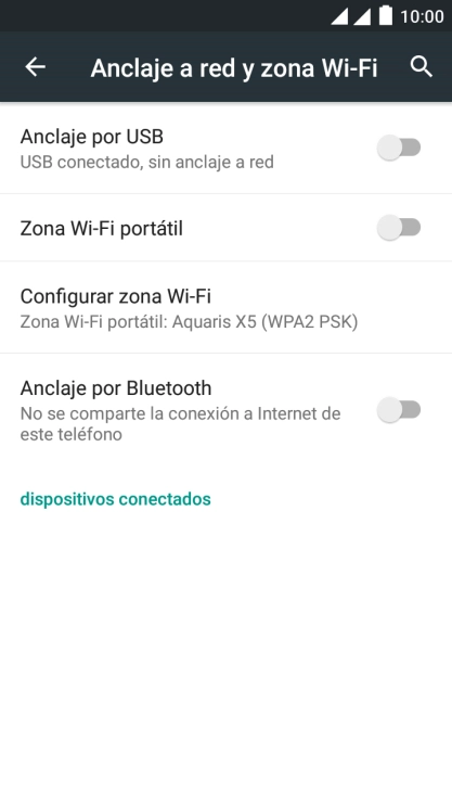 Pulsa Configurar zona Wi-FI.