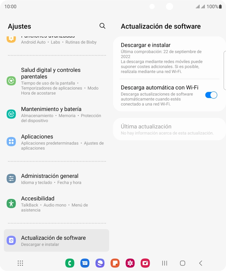 Pulsa Descargar e instalar. Si hay una versión de software nueva disponible, aparecerá ahora en la pantalla. Sigue las indicaciones de la pantalla para actualizar el software del teléfono.