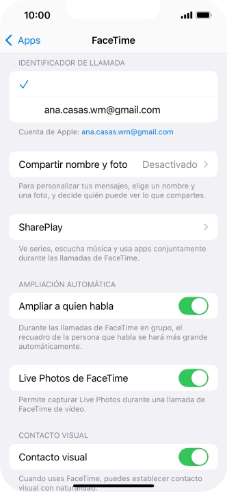 Pulsa el ajuste deseado bajo 