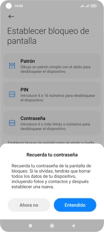 Pulsa Entendido y sigue las indicaciones de la pantalla para crear un código de seguridad del teléfono adicional.