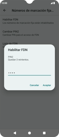 Introduce el código PIN2 y pulsa Aceptar.