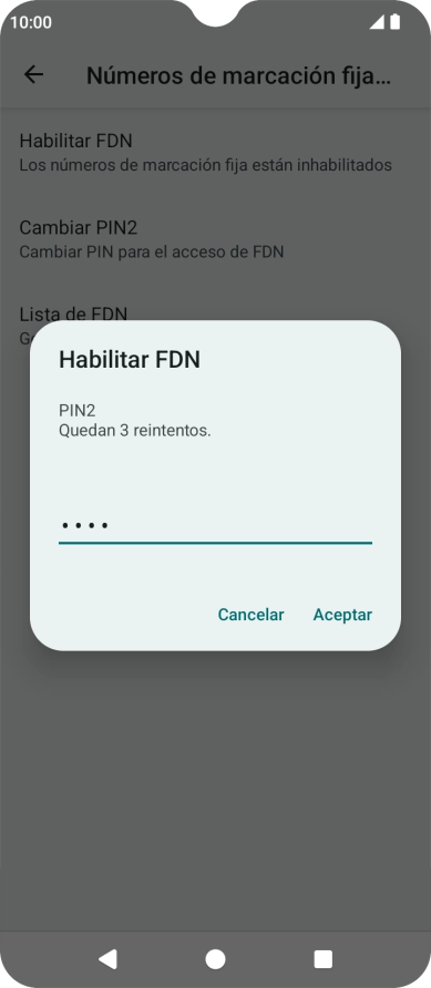 Introduce el código PIN2 y pulsa Aceptar.