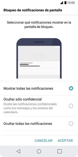 Pulsa el ajuste deseado.