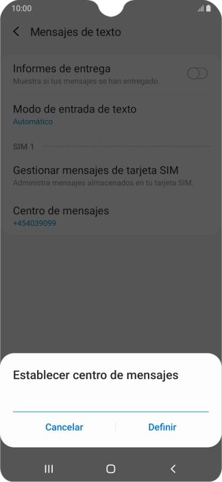 Introduce +34607003110 y pulsa Definir.