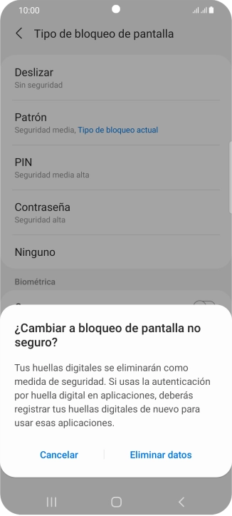 Pulsa Eliminar datos.