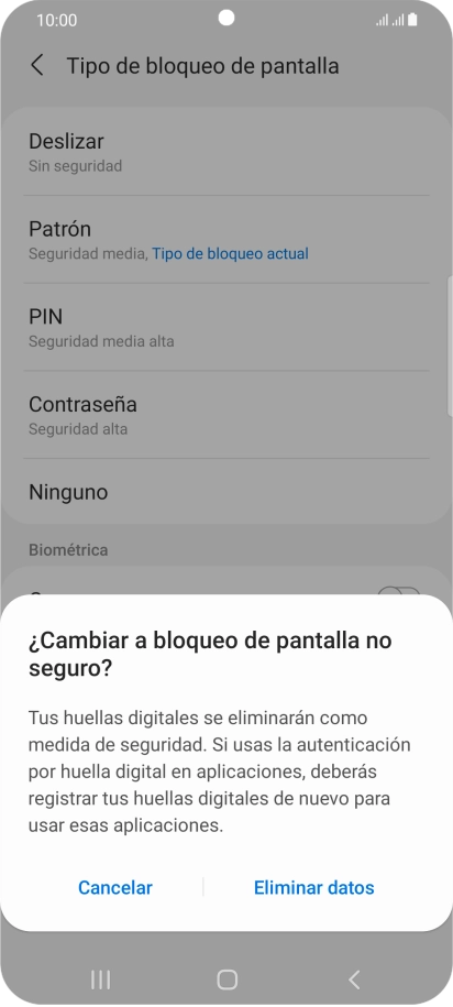 Pulsa Eliminar datos.