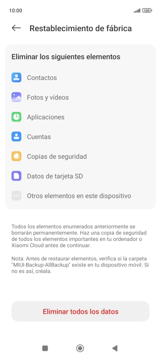 Pulsa Eliminar todos los datos.