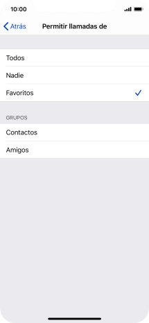 Pulsa el ajuste deseado para seleccionar qué contactos te pueden llamar cuando la función de 