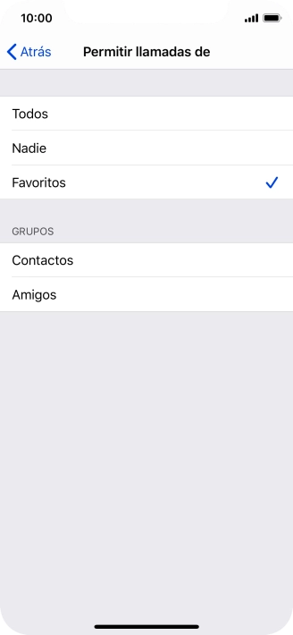 Pulsa el ajuste deseado para seleccionar qué contactos te pueden llamar cuando la función de 