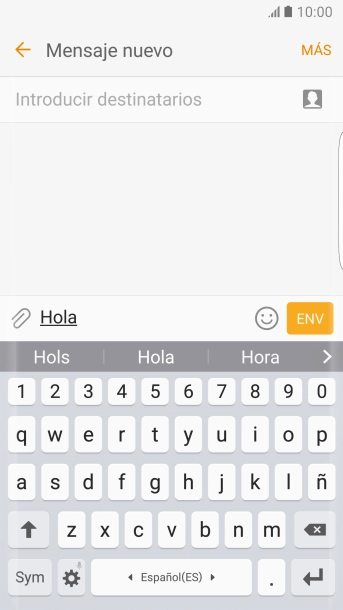Las palabras sugeridas van apareciendo en la pantalla mientras escribes. Pulsa la flecha para ver más propuestas de palabras.