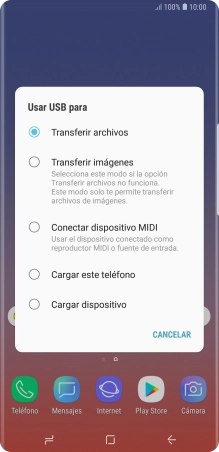 Pulsa Transferir archivos para activar la función.