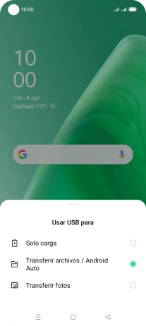 Pulsa Transferir archivos / Android Auto.
