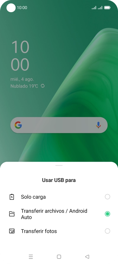 Pulsa Transferir archivos / Android Auto.