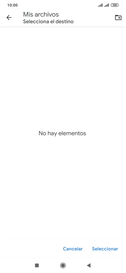 Si deseas crear una nueva carpeta, pulsa el icono de nueva carpeta y sigue las indicaciones de la pantalla para crearla.