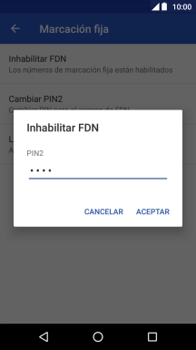 Introduce el código PIN2 y pulsa ACEPTAR.