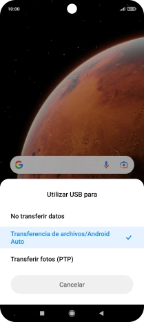 Pulsa Transferencia de archivos/Android Auto.