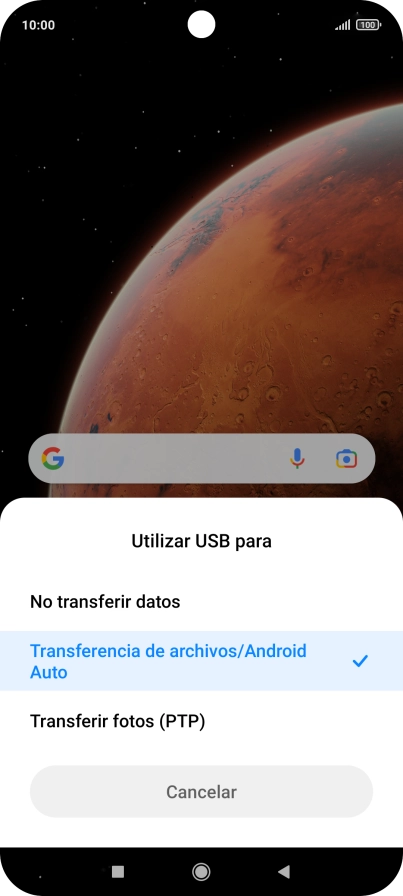 Pulsa Transferencia de archivos/Android Auto.