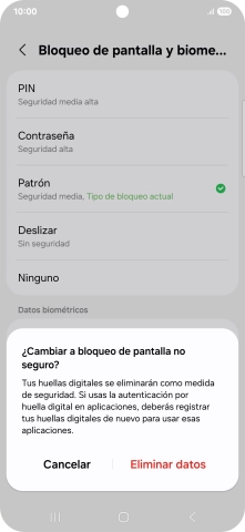 Pulsa Eliminar datos.
