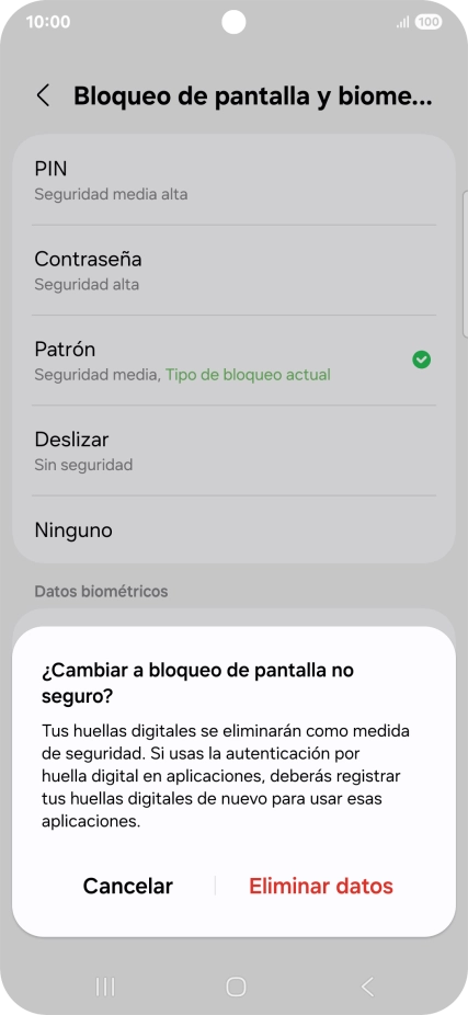 Pulsa Eliminar datos.
