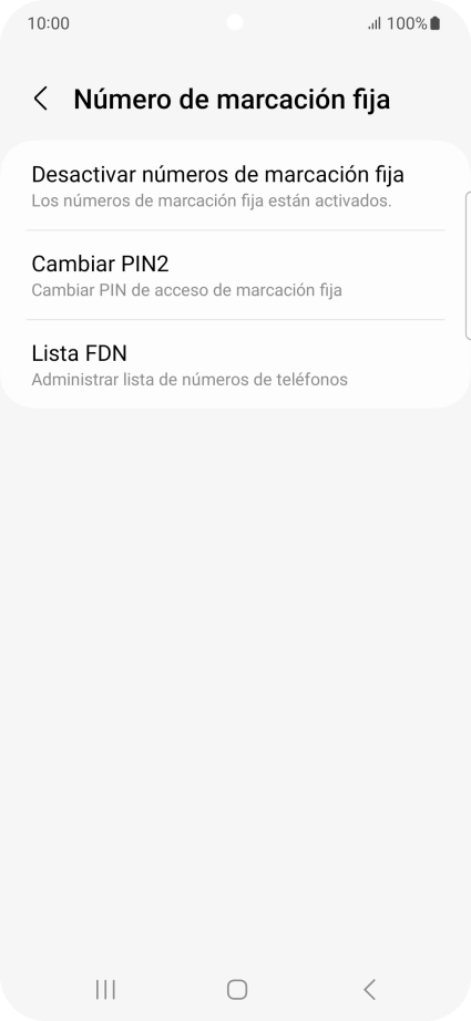 Pulsa Desactivar números de marcación fija.