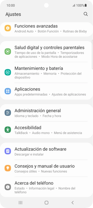Pulsa Mantenimiento y batería.