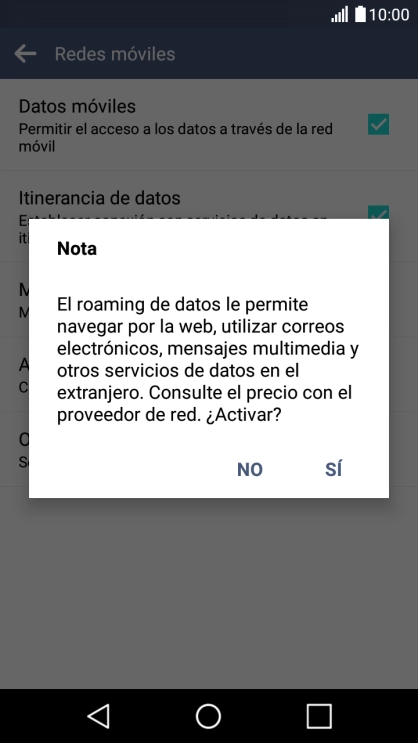 Si activas la función, pulsa SÍ.