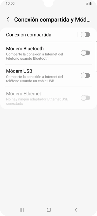 Pulsa Conexión compartida.