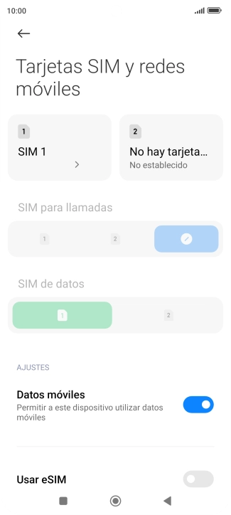 Pulsa el nombre de la tarjeta SIM.