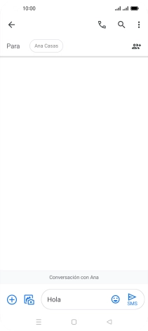 Pulsa el icono de envío cuando termines de escribir el mensaje corto.