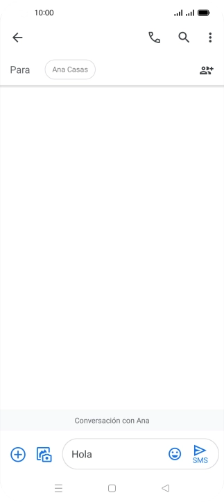 Pulsa el icono de envío cuando termines de escribir el mensaje corto.