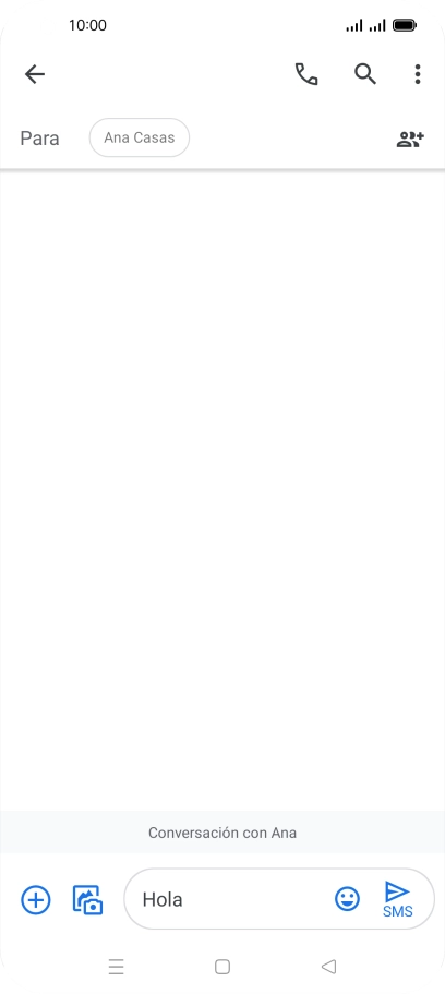 Pulsa el icono de envío cuando termines de escribir el mensaje corto.