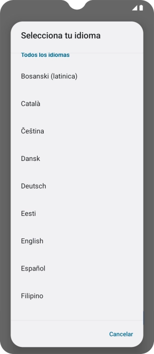 Pulsa el idioma deseado.