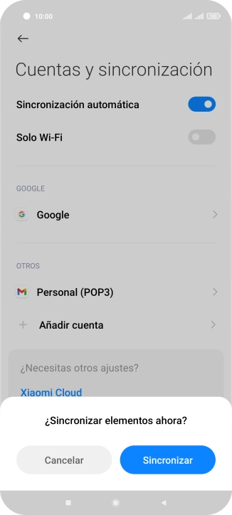 Si activas la función, pulsa Sincronizar.