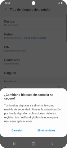 Pulsa Eliminar datos.