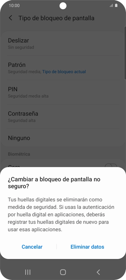 Pulsa Eliminar datos.